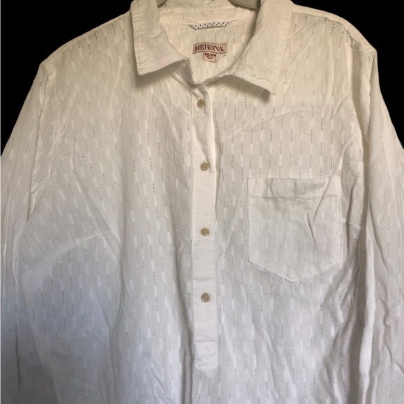 Merona Tops - Merona XXL White 1/2 Button Down Blouse New with Tags